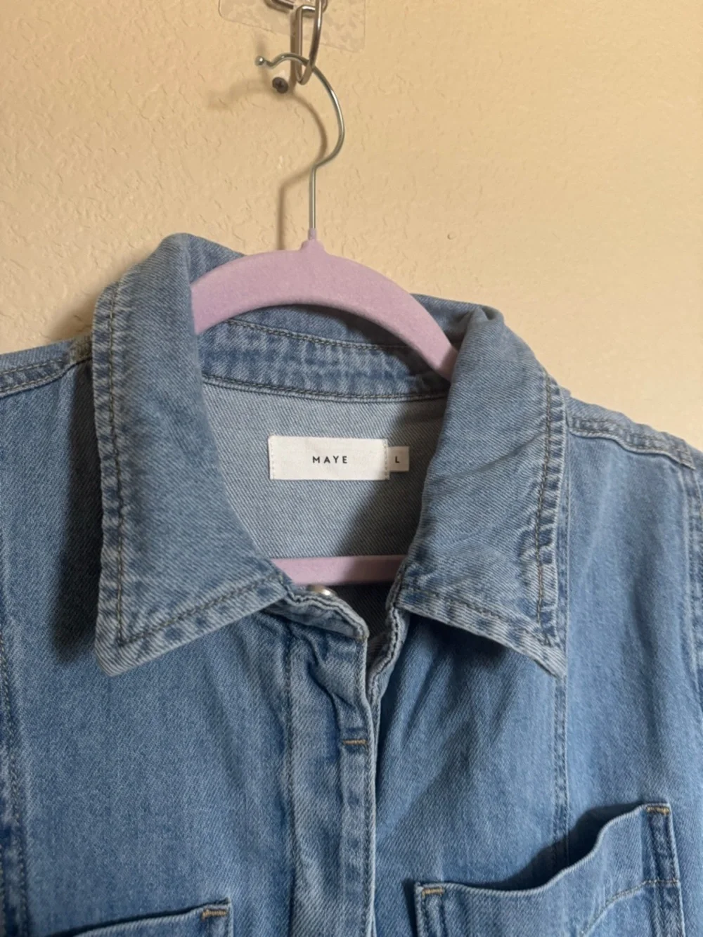 MAYE Montana Denim Shirtdress Size Large Light Flowy Cottage - Picture 7 of 11